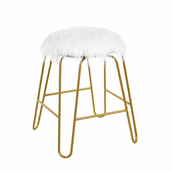 Carolina Chair & Table Carolina Chair  18 in. Morrissey Vanity Chair, White Faux Fur & Gold PT5002-18WFRGLD